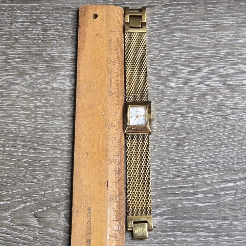 Relic Gold Tone ZR33648 Mesh Band Square Face Water Resistant Women's Watch